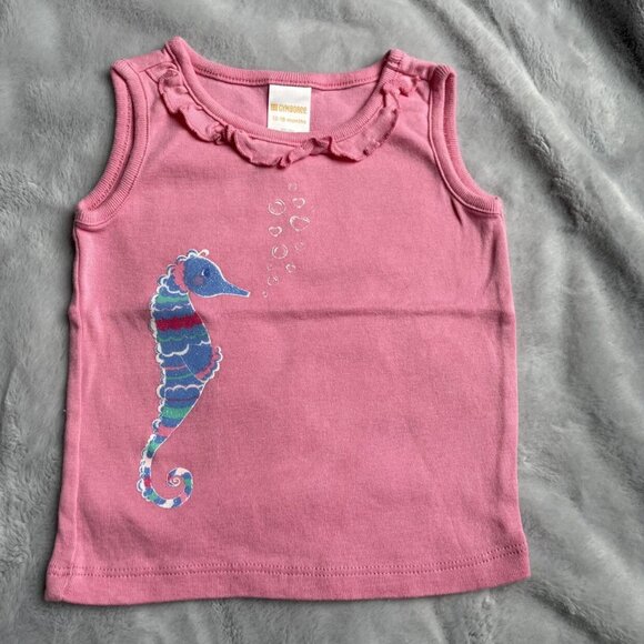 Gymboree Pink Seahorse Graphic Tank Top 12-18 Months 100% Cotton - Picture 1 of 4